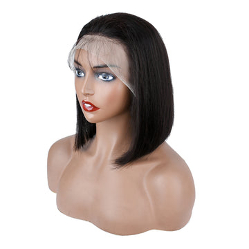 【Jennifer】TK10 : For Hot Days 13X4 Lace Front Short Straight Bob Wig Pre Plucked Natural Baby Hair Human Hair Wigs